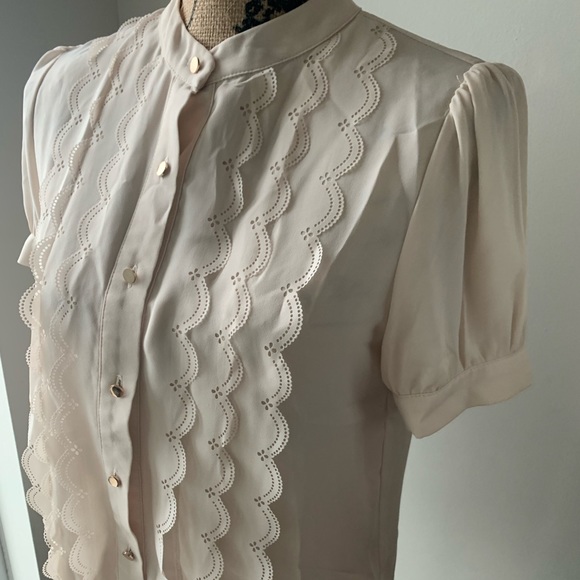 Pink Martini ruffle blouse with rose gold buttons - Picture 1 of 4